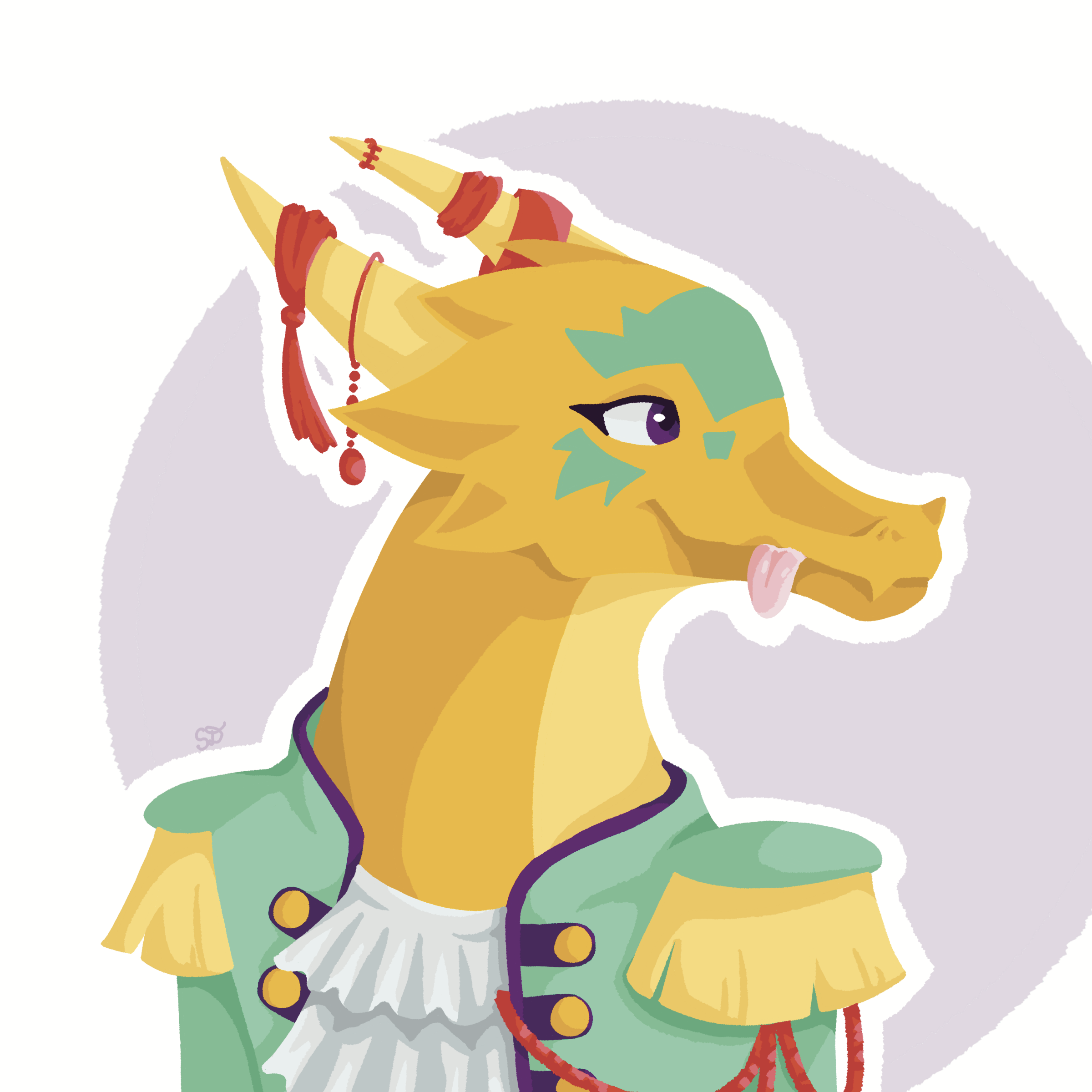 gold dragon with face paint and a band uniform